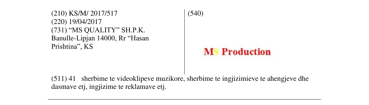 Zëri i markës MS Production në buletin
