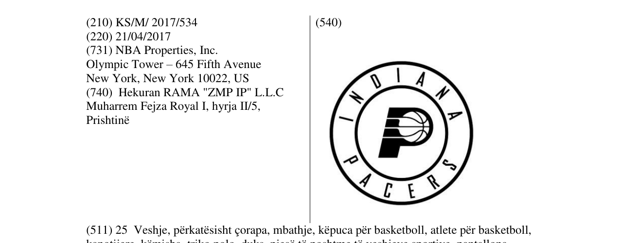Zëri i markës INDIANA PACERS në buletin