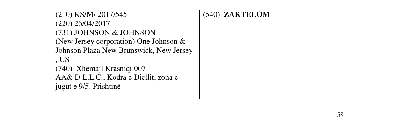 Zëri i markës ZAKTELOM në buletin