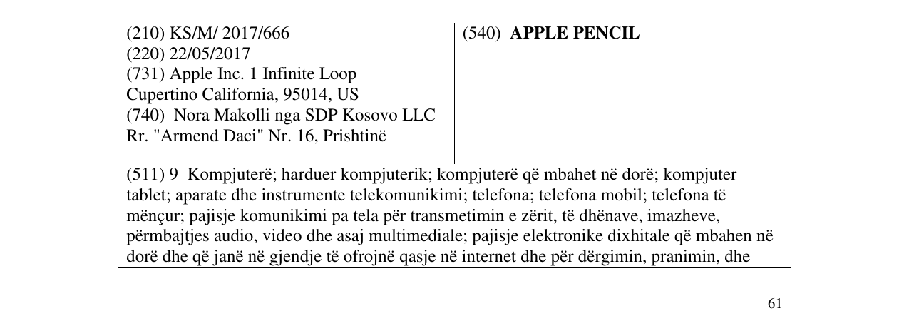 Zëri i markës APPLE PENCIL në buletin