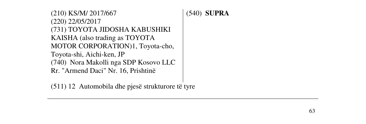 Zëri i markës SUPRA në buletin