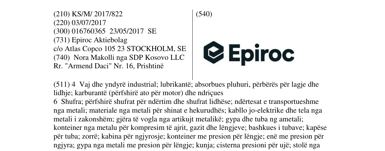 Zëri i markës Epiroc në buletin