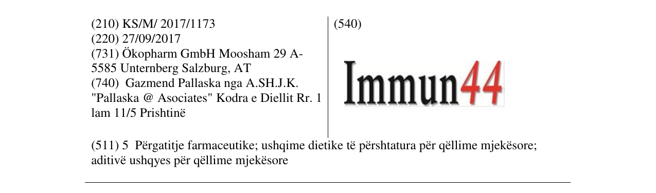 Zëri i markës Immun44 në buletin