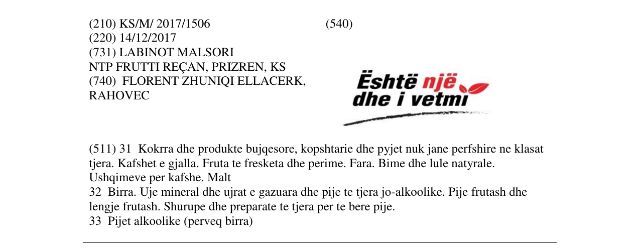 Zëri i markës Eshtë një dhe i vetmi në buletin