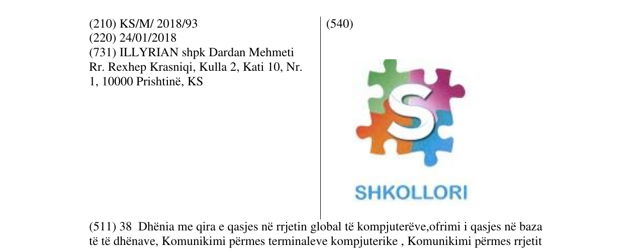 Zëri i markës S SHKOLLORI në buletin