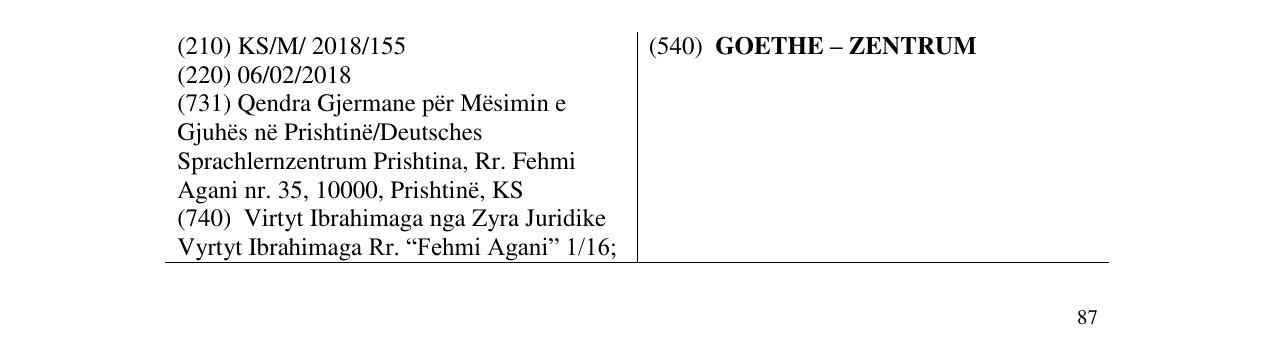 Zëri i markës GOETHE – ZENTRUM në buletin