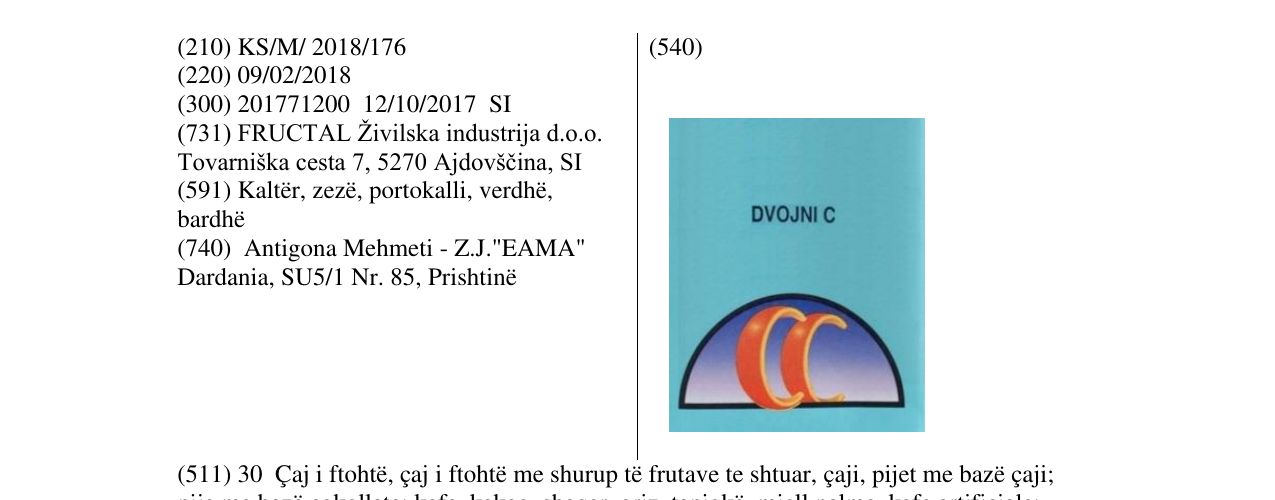 Zëri i markës DVOJM C në buletin