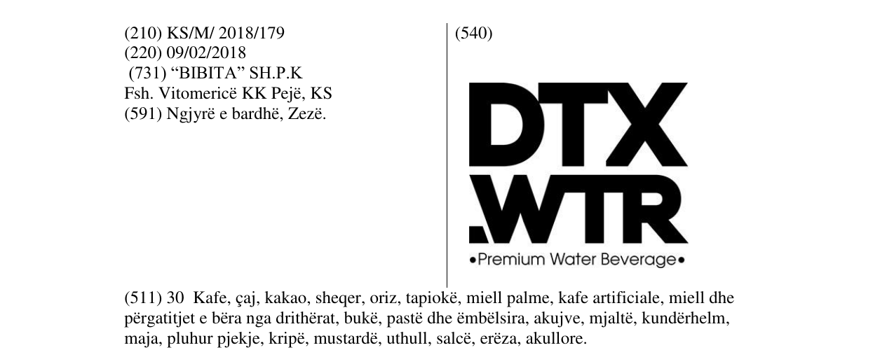 Zëri i markës DTXWTR në buletin