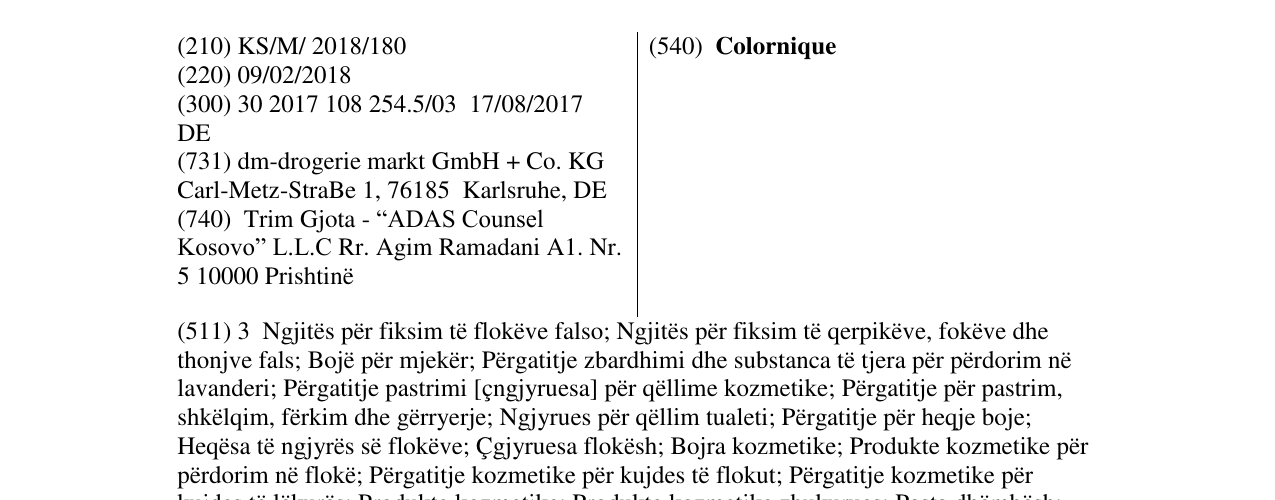 Zëri i markës Colornique në buletin