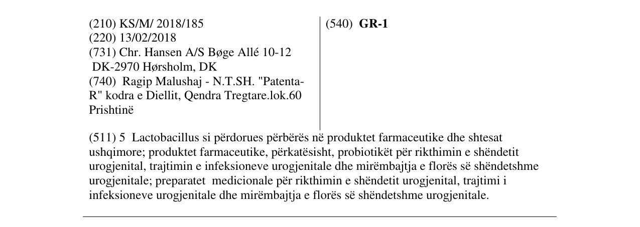 Zëri i markës GR-1 në buletin
