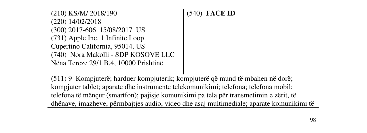 Zëri i markës FACE ID në buletin