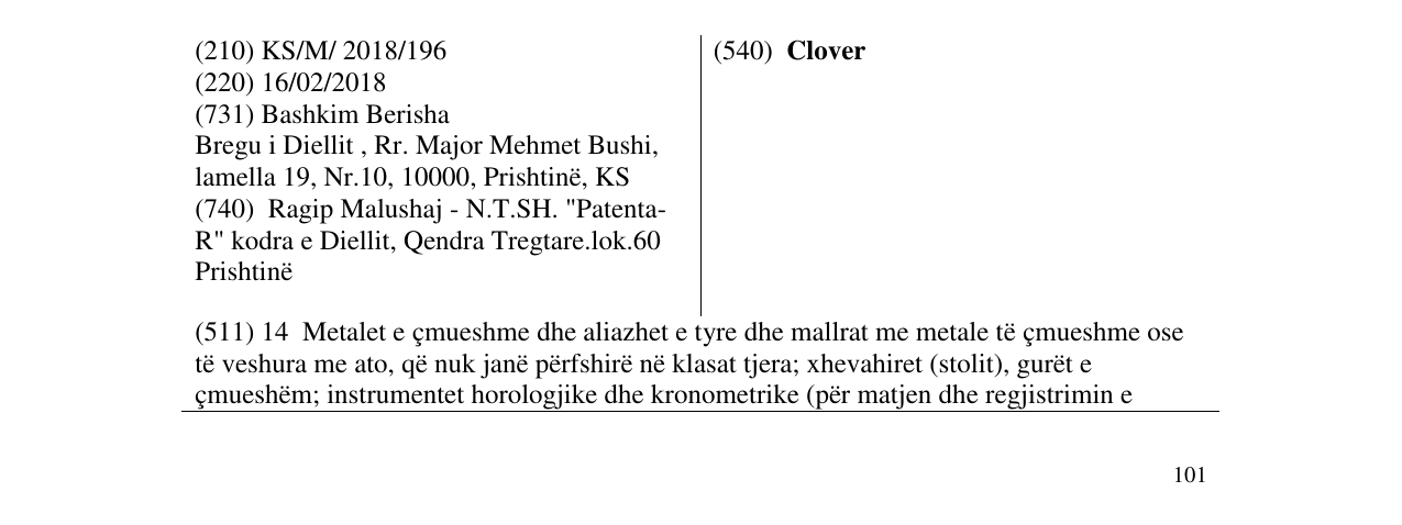 Zëri i markës Clover në buletin