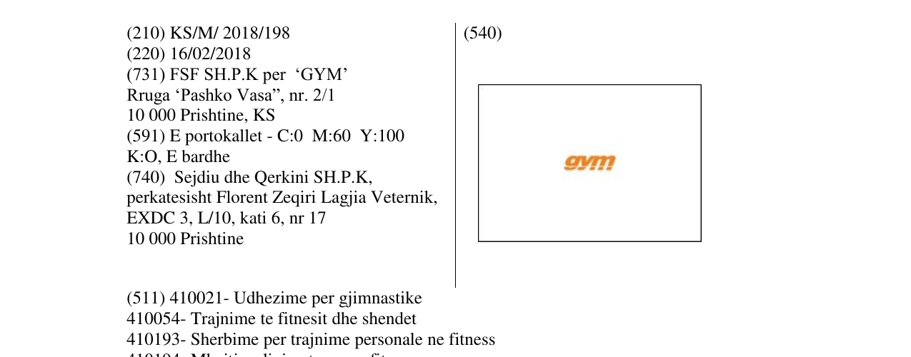 Zëri i markës gym në buletin