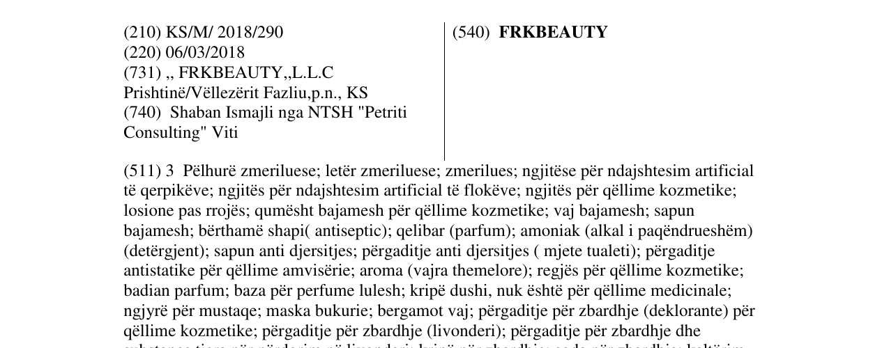 Zëri i markës FRKBEAUTY në buletin