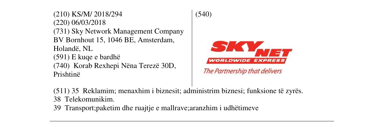 Zëri i markës SKYNET WORLDWIDE EXPRESS në buletin