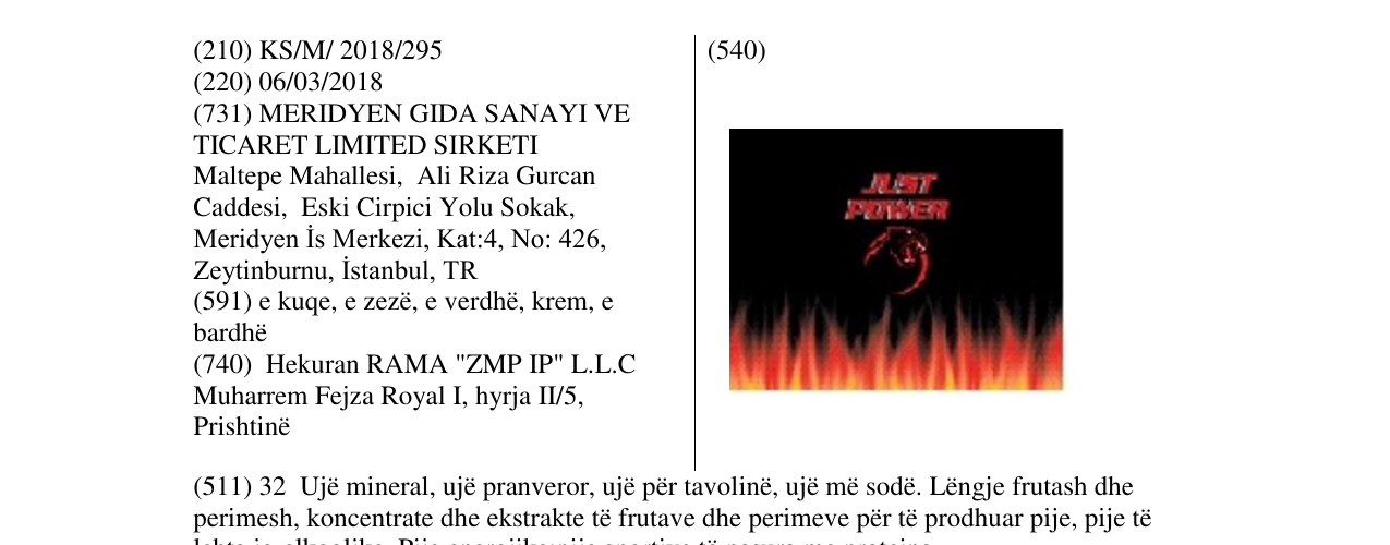 Zëri i markës Just power në buletin