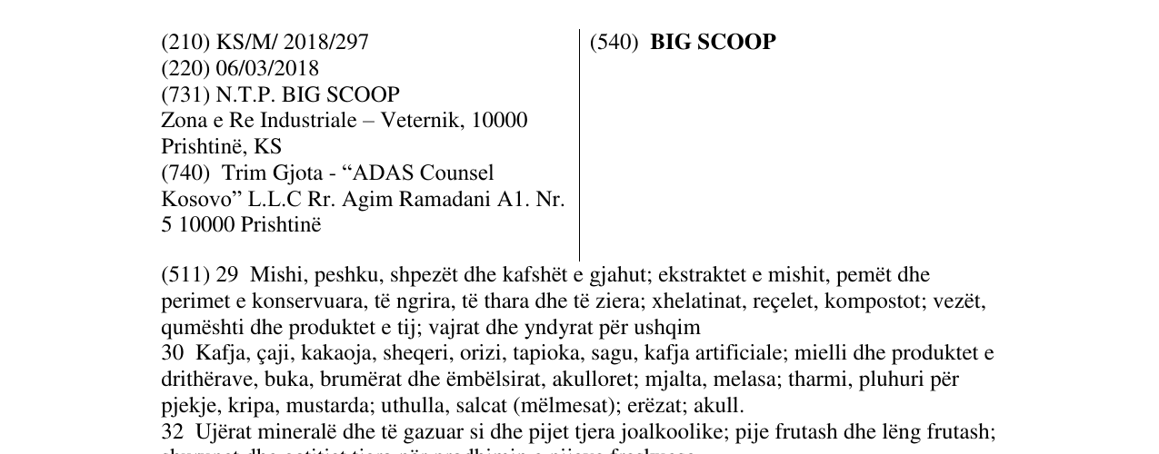 Zëri i markës BIG SCOOP në buletin