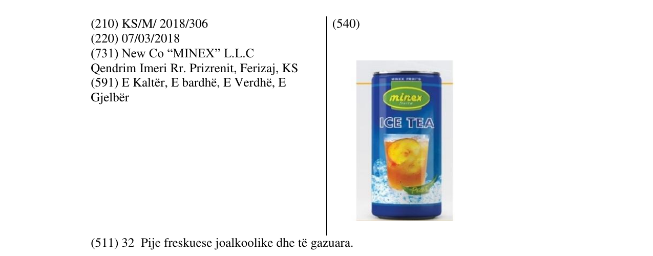 Zëri i markës ICE TEA në buletin