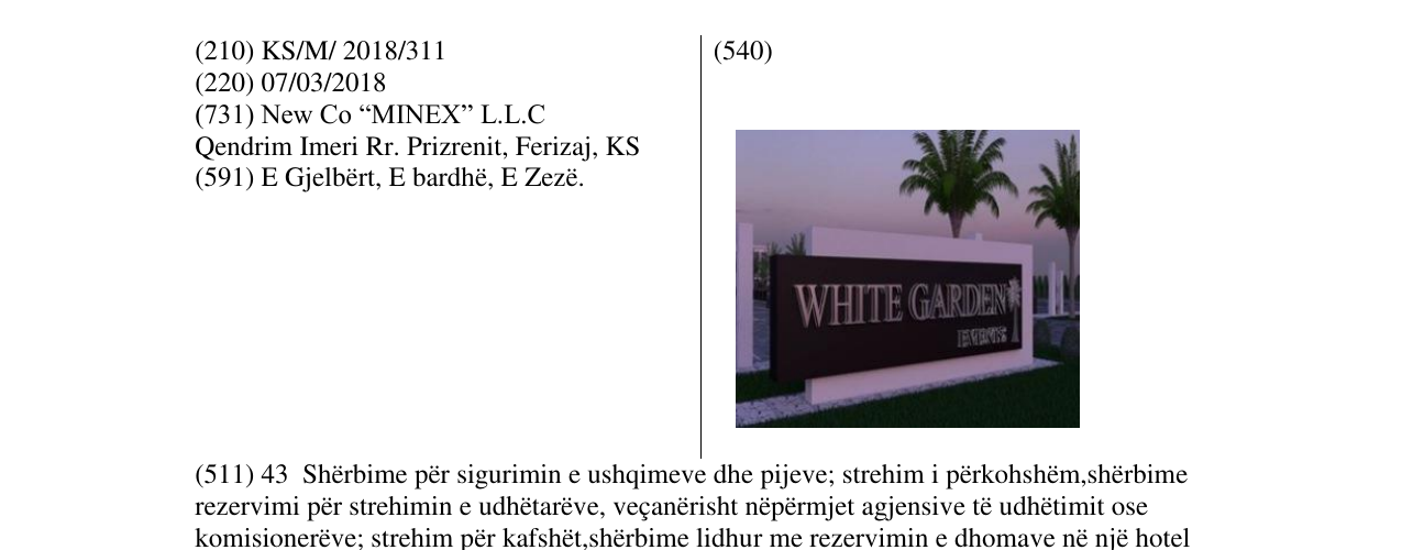 Zëri i markës WHITE GARDEN në buletin