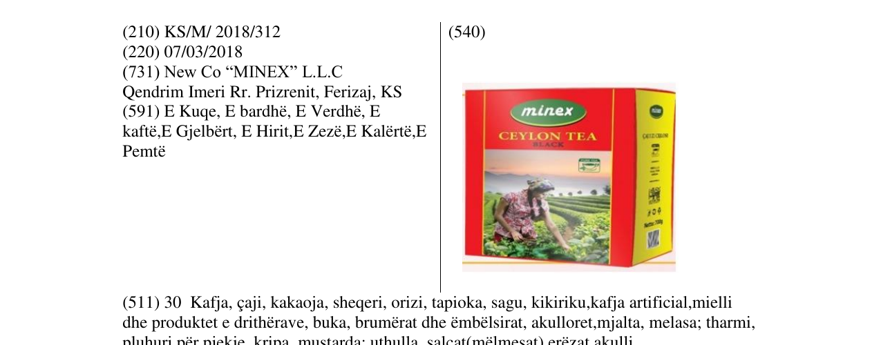 Zëri i markës CEYLON TEA në buletin