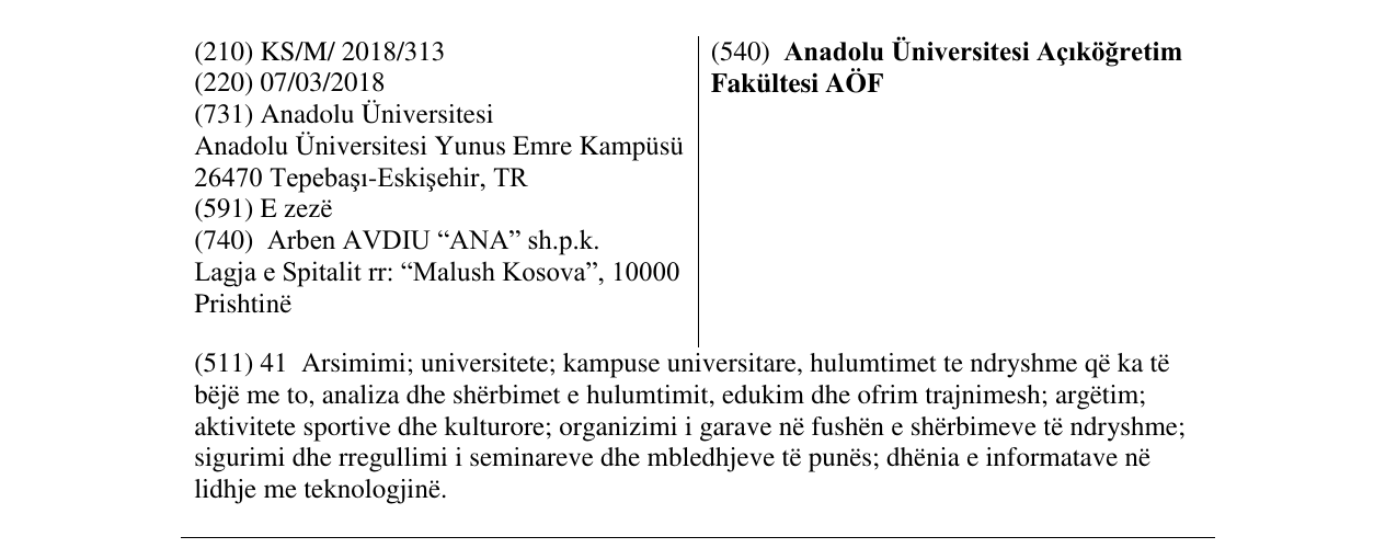 Zëri i markës Anadolu Üniversitesi Açıköğretim Fakültesi AÖF në buletin