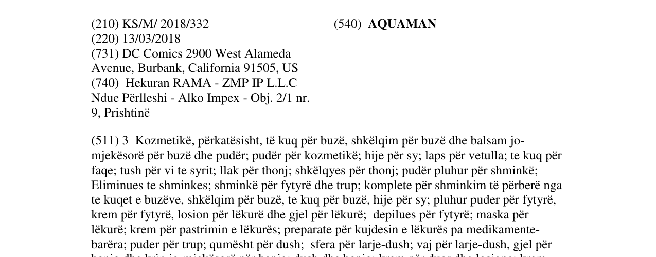 Zëri i markës AQUAMAN në buletin