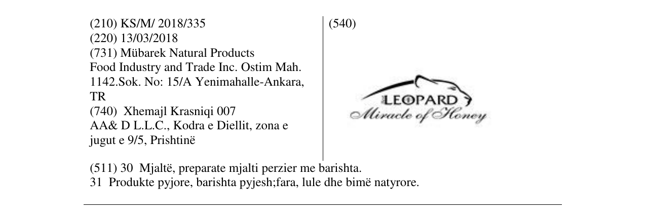 Zëri i markës LEOPARD në buletin