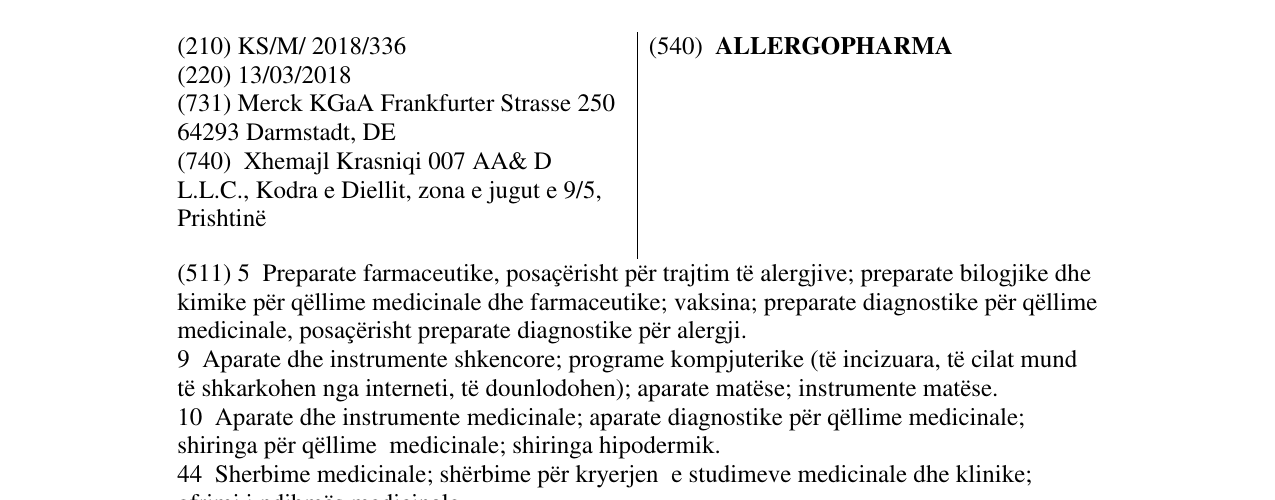 Zëri i markës ALLERGOPHARMA në buletin
