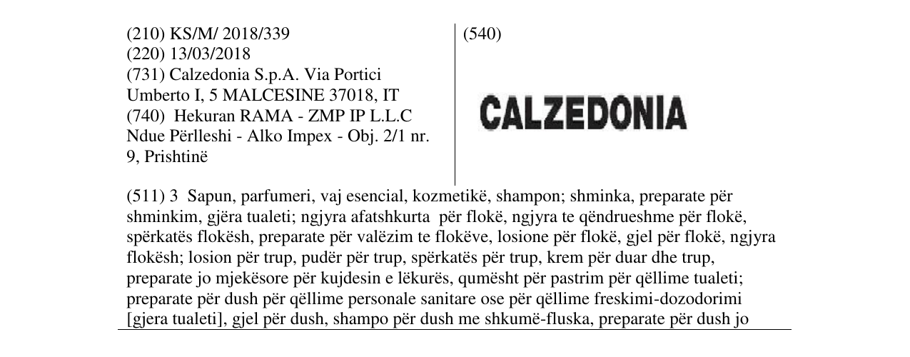 Zëri i markës CALZEDONIA në buletin