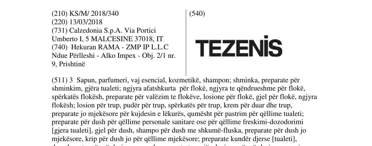 Zëri i markës TEZENIS në buletin