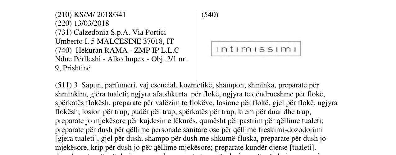 Zëri i markës intimissimi në buletin