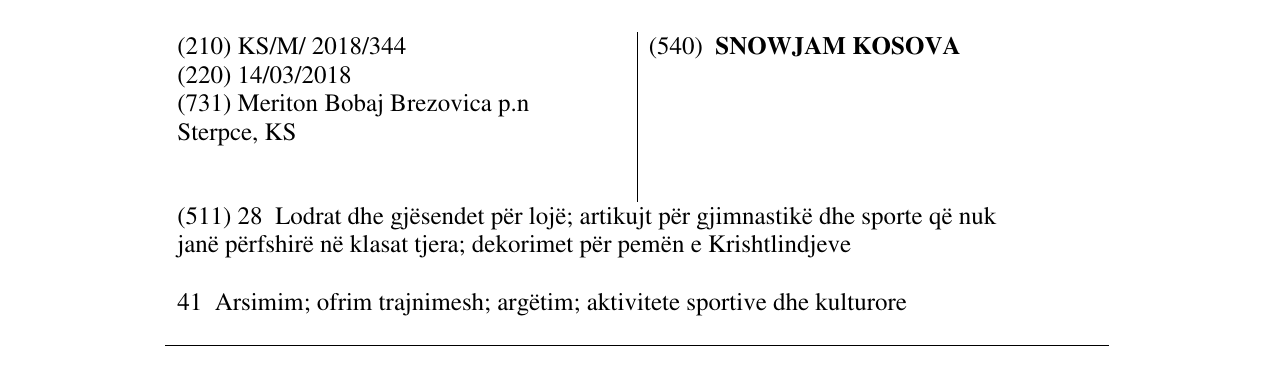 Zëri i markës SNOWJAM KOSOVA në buletin