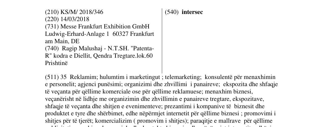 Zëri i markës intersec në buletin