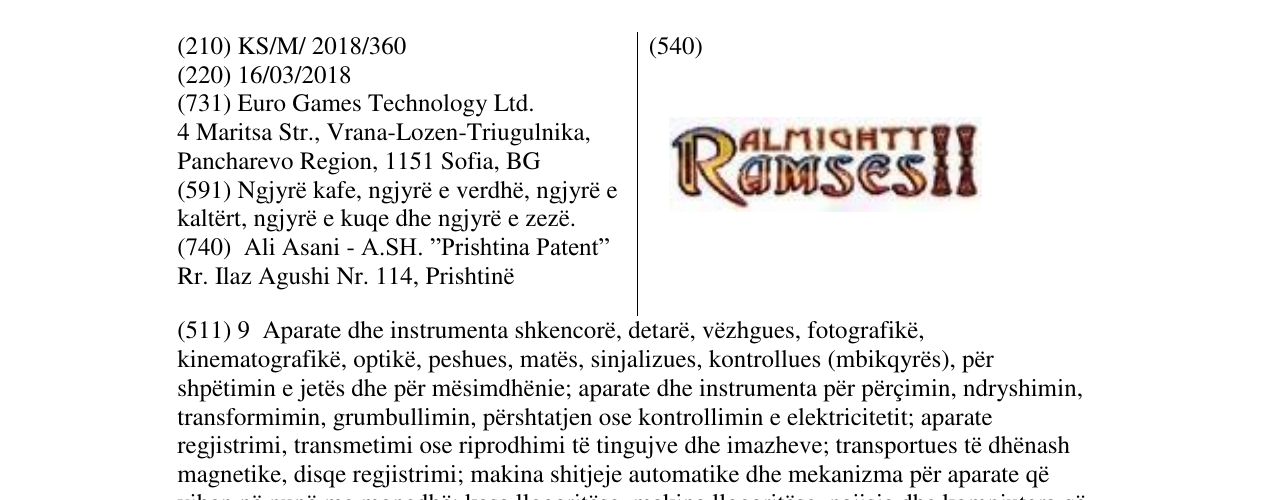 Zëri i markës Almightt Ramses në buletin