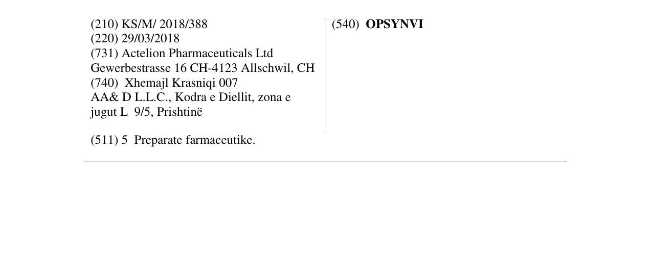 Zëri i markës OPSYNVI në buletin