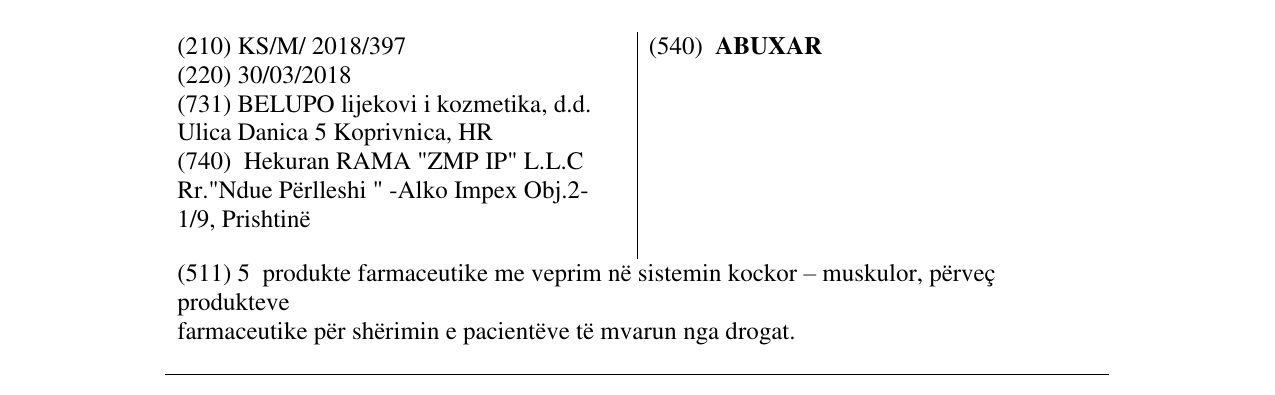 Zëri i markës ABUXAR në buletin