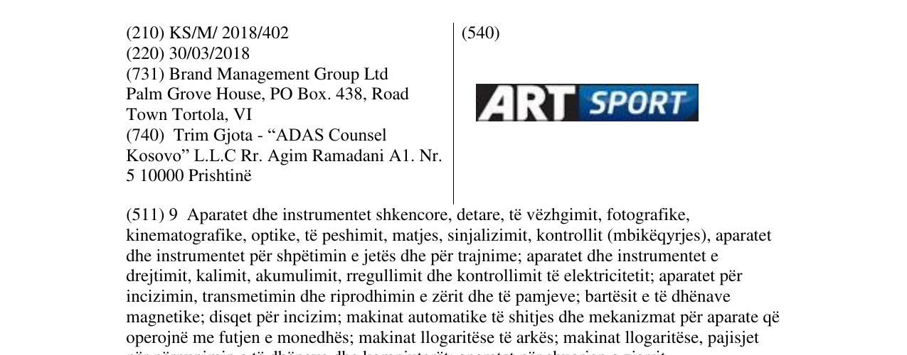 Zëri i markës ART SPORT në buletin