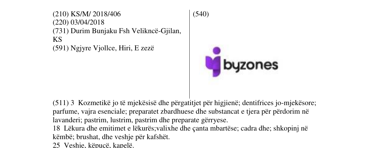 Zëri i markës Byzones në buletin