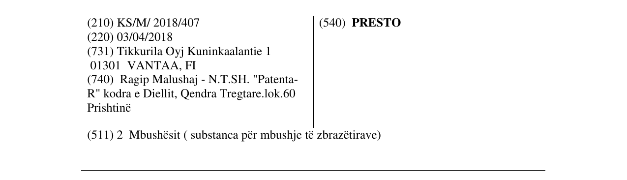 Zëri i markës PRESTO në buletin