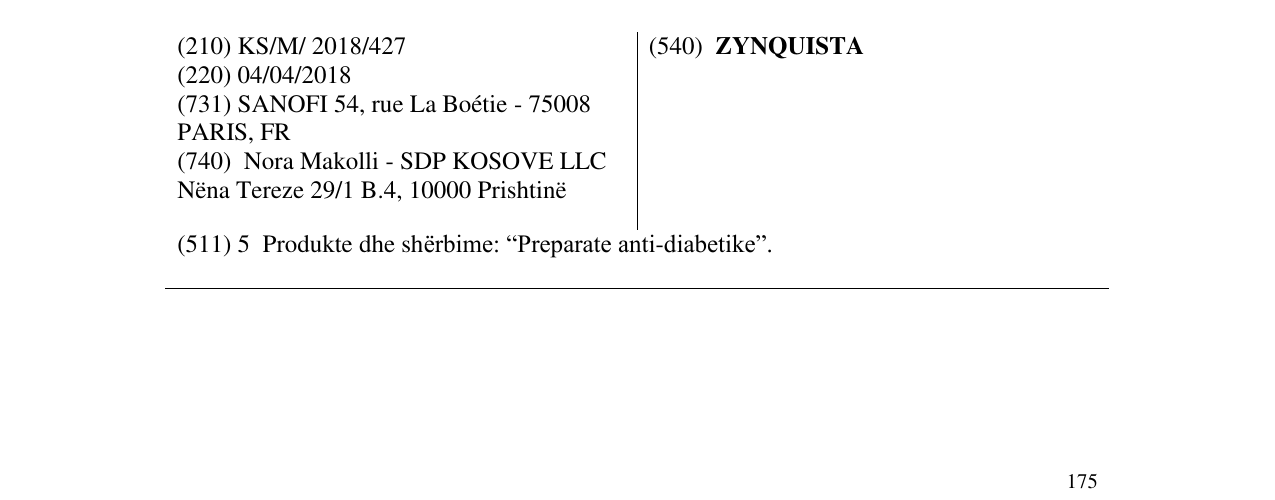 Zëri i markës ZYNQUISTA në buletin