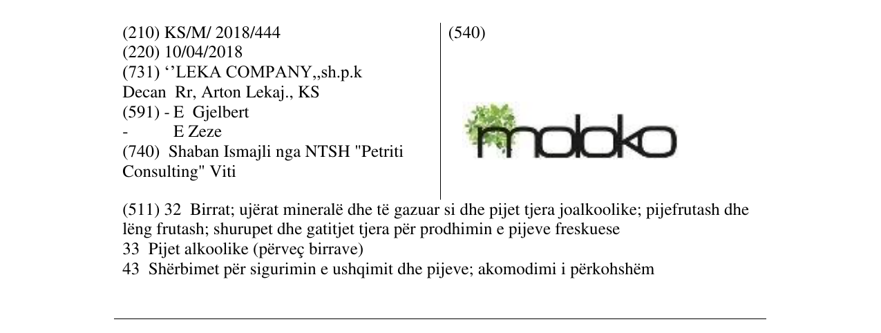 Zëri i markës Moloko në buletin