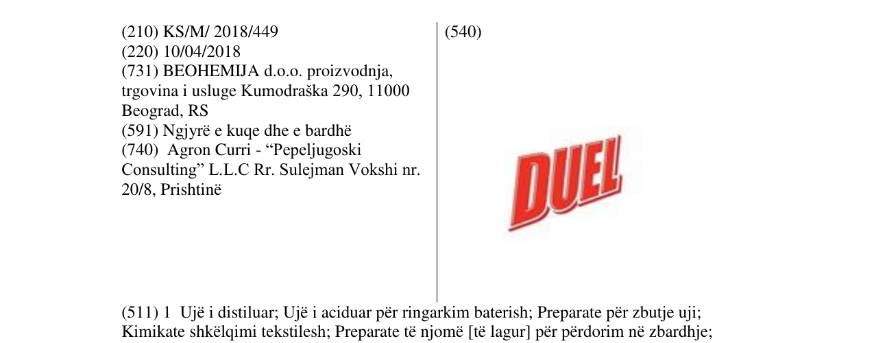 Zëri i markës DUEL në buletin