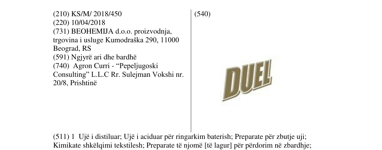 Zëri i markës DUEL në buletin