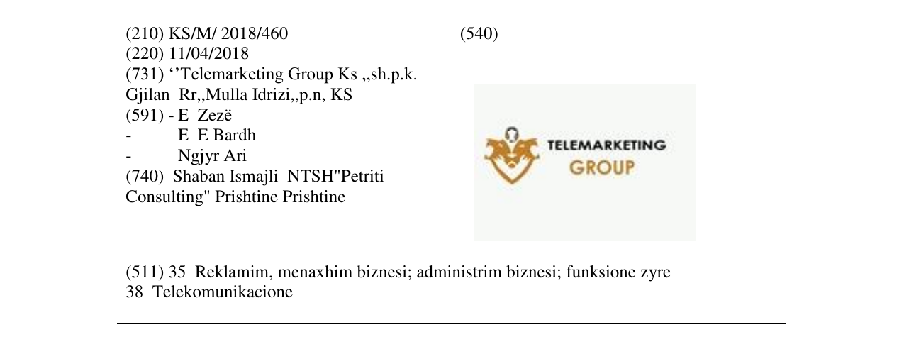 Zëri i markës TELEMARKETING GROUP në buletin