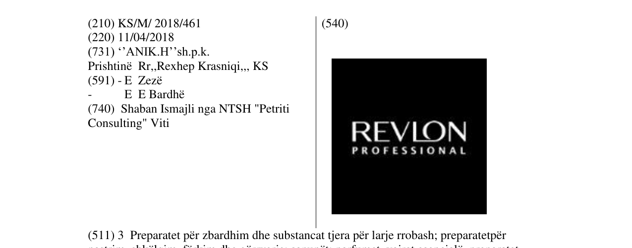 Zëri i markës REVLON PROFESSIONAL në buletin