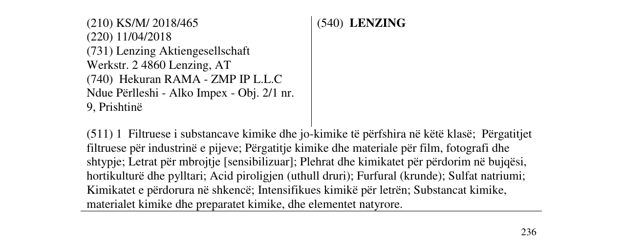 Zëri i markës LENZING në buletin