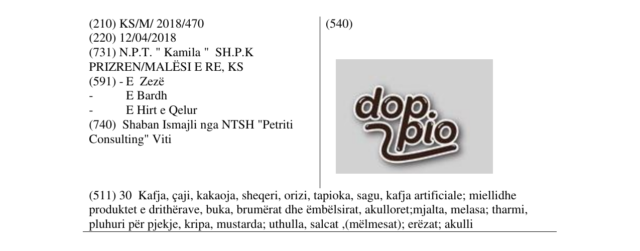 Zëri i markës DOPPIO në buletin