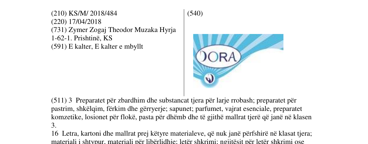 Zëri i markës DORA në buletin