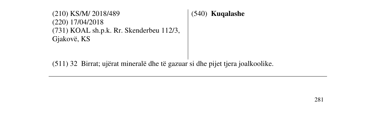 Zëri i markës Kuqalashe në buletin