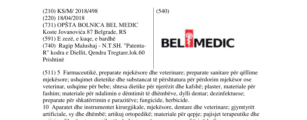 Zëri i markës BELMEDIC në buletin